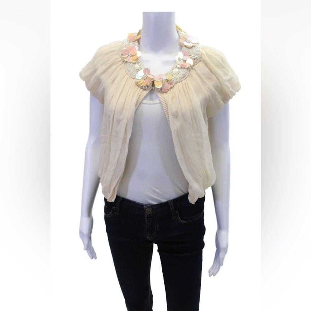 Nanette Lepore Beaded Embellished Wool Sweater Cardigan Bolero XS